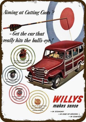 1951 WILLYS JEEP Station Wagon Vintage-Look-Edge DECORATIVE REPLICA METAL SIGN