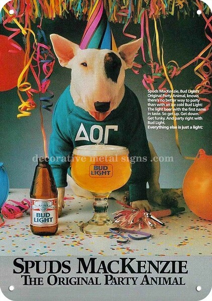 1985 Spuds MacKenzie & Budweiser Bud Light Beer DECORATIVE REPLICA