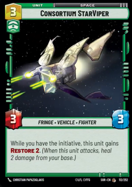 Card Number (Low-High):112 Consortium StarViper:Star Wars Unlimited - Spark of the Rebellion SOR - Pick Your Card - Free Ship