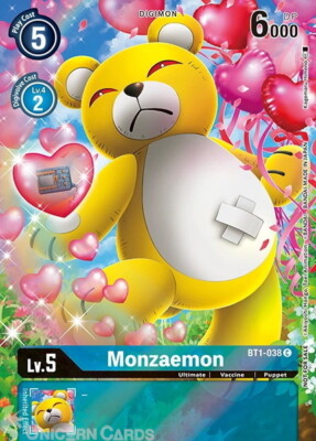 BT1-038 Monzaemon Common Alternative Art Mint Digimon Card