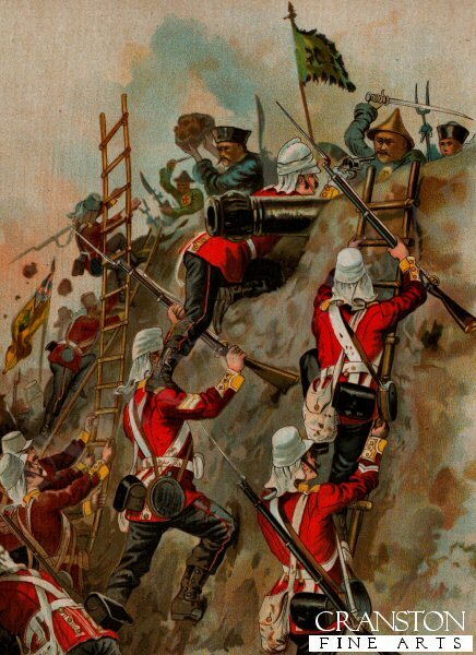 67th (South Hampshire) Regiment military art post card  Taku Forts, China War 