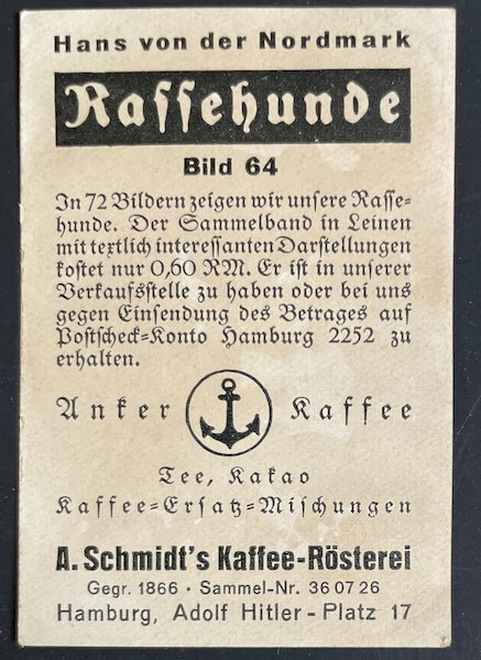 MINIATURE PINSCHER  Min Pin Dog Trade Card 1933 Anker Coffee #64