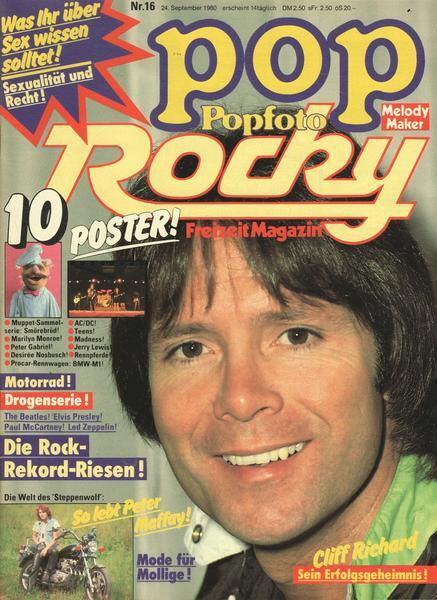 Pop Popfoto Rocky Nr. 16/1980 24.09.1980 Die Rock-Rekord-Riesen!