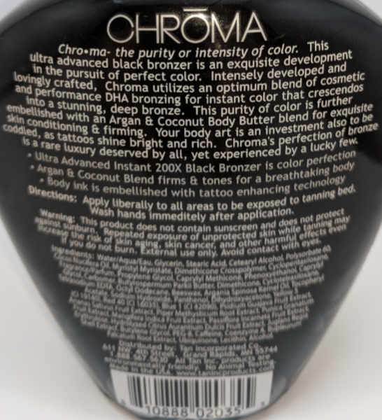 Tan Inc Brown Sugar Chroma Instant Black Bronzer Indoor Tanning Bed Lotion 