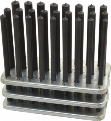26 Piece Transfer Punch Set, Letter Sizes, 4-7/8" Length, Black Oxide Finish