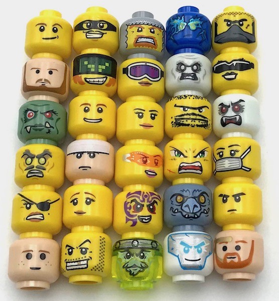 LEGO 6 Heads Head For Girl Female Figure Minifigure Standard Smile