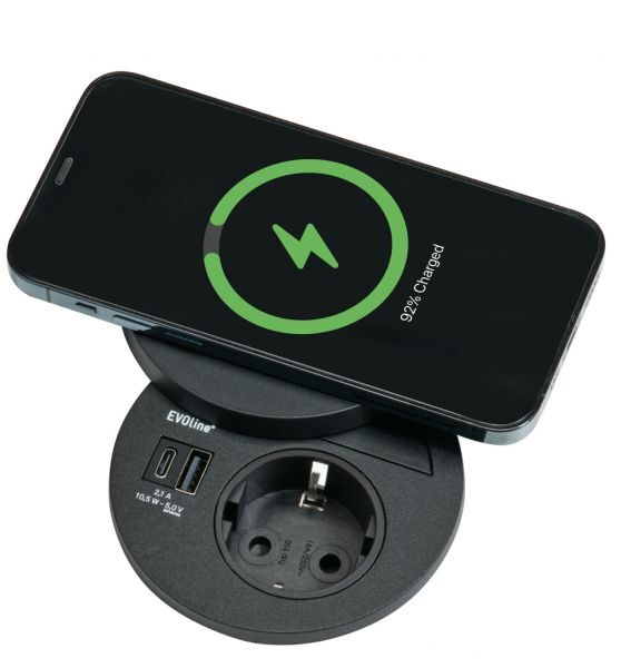 Evoline Circle80 Disq , Einbausteckdosenelemente, Avec Prise Schuko, Usb A/C