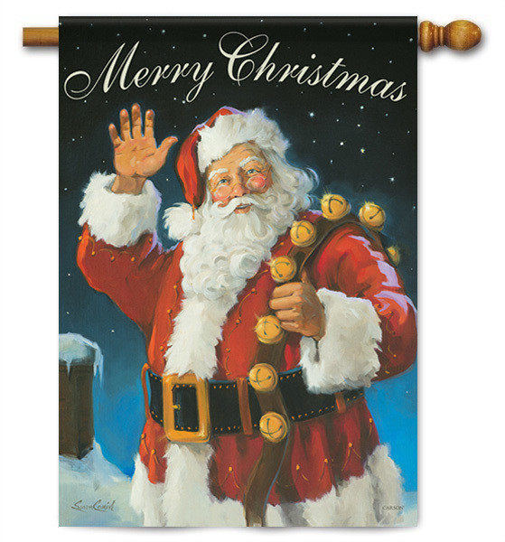 Merry Christmas Santa Christmas House Flag -2 Sided Message, 28