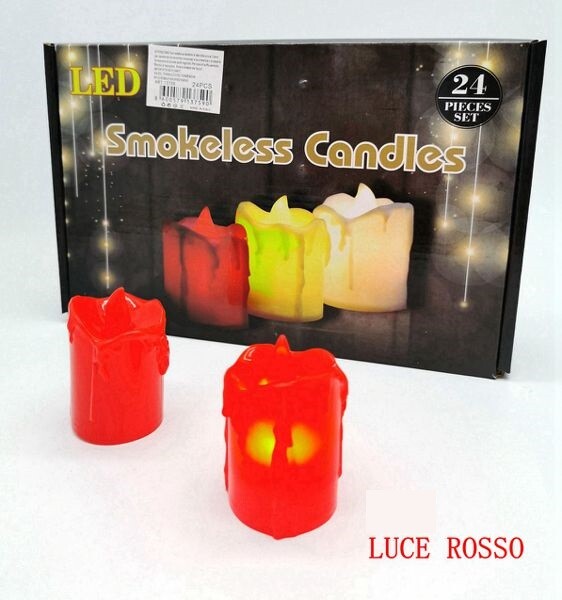 Set 24 Pz Candele Led Lumini Luce Rossa Con Goccia a Batteria Decorazione bal