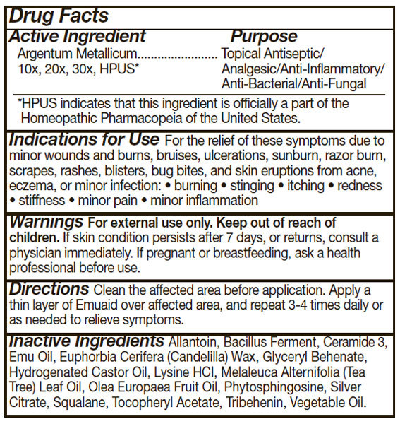 Emuaid Ointment for Psoriasis Dermatitis Eczema Rosacea Acne Bedsores More 2 oz.