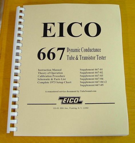 Ultimate 130pp MANUAL & SETUP CHARTS for EICO 667 Tube Tester new remastered