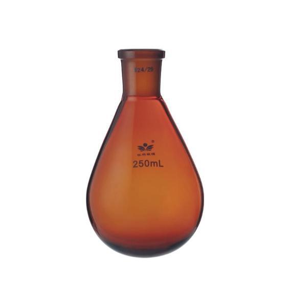 Chemistry Lab Glassware Flask 5ml-2000ml Eggplant Shaped Borosilicate Amber
