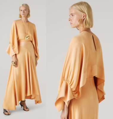 Peach cape deals dress