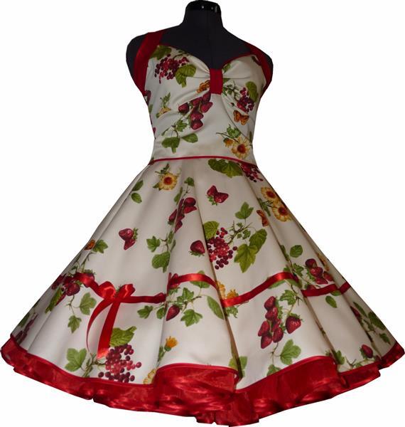 Petticoatkleid der 50er Tanzkleid süße Erdbeeren und Schmetterlinge Partykleid