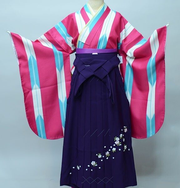 Furisode Kimono & Hakama & Obi sash set L Size Brand New
