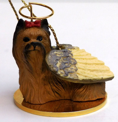 YORKSHIRE TERRIER ANGEL DOG ORNAMENT CONVERSATION CONCEPTS,TINY ONES,ITEM DTA04