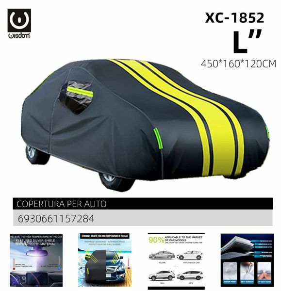 Telo Copri Auto Premium Impermeabile Nylon Anti Ghiaccio 450x160x120cm L wis
