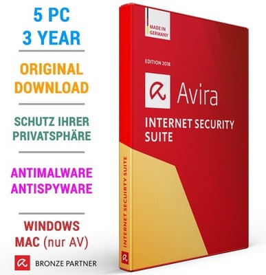 AVIRA INTERNET SECURITY SUITE 5 PC 3 Jahre 2021