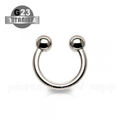 PAIR G23 Solid Titanium Horseshoe Circular Barbell Earring Septum 16G 14G