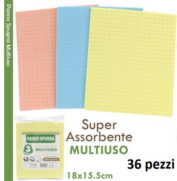 Set 36 Pezzi Panno Spugna Assorbente Multiuso Casa Cucina Pulizia dfh