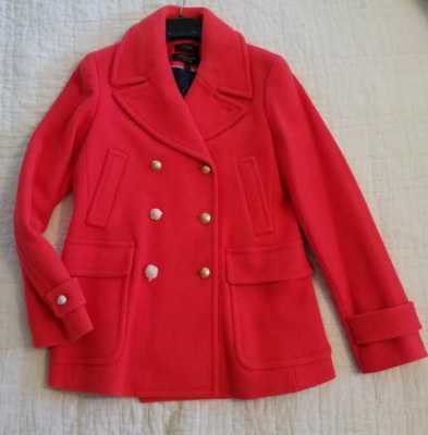 NEW WOMEN'S 2016  J CREW STADIUM CLOTH MAJESTY PEACOAT PEA COAT
