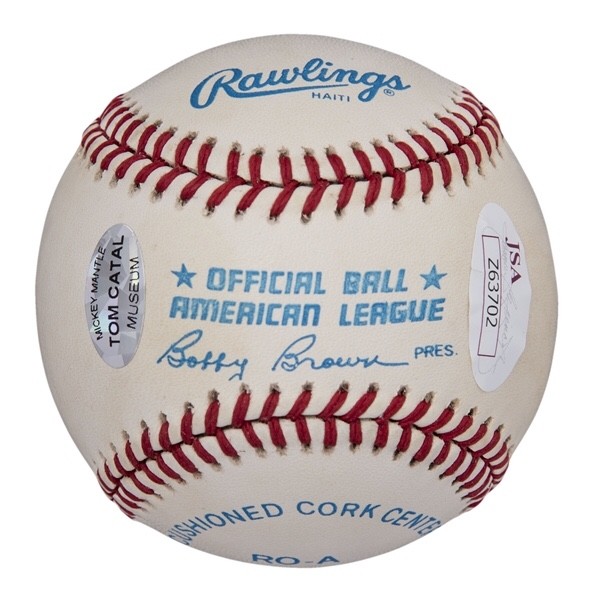 Mickey Mantle MINT SIG W/ “HOF 74” OAL Baseball. DUAL Auth by JSA/Mantle Museum