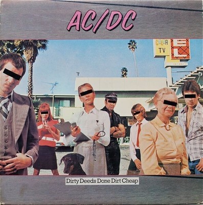 AC/DC DIRTY DEEDS DONE DIRT CHEAP ATLANTIC 1981 REISSUE GOLD PROMO STAMP ON BACK