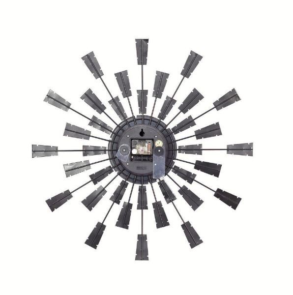Wall Clock Large Starburst Mid-Century Modern Vintage Style Metal Analog Decor