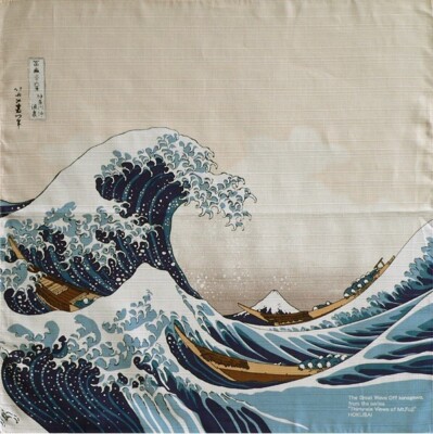 Furoshiki 48 cm mit Ukiyo-e Motiv "The Great Wave Off Kanagawa" Hokusai