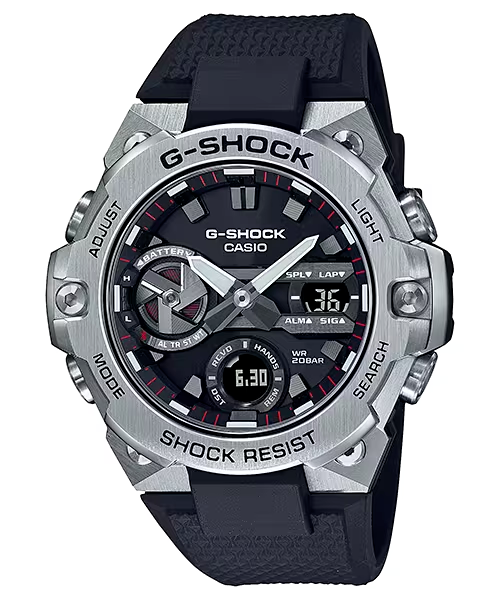 Pre-owned Casio Men's Shock G-steel Slim Black Resin Strap Analog Watch Gstb400-1a -