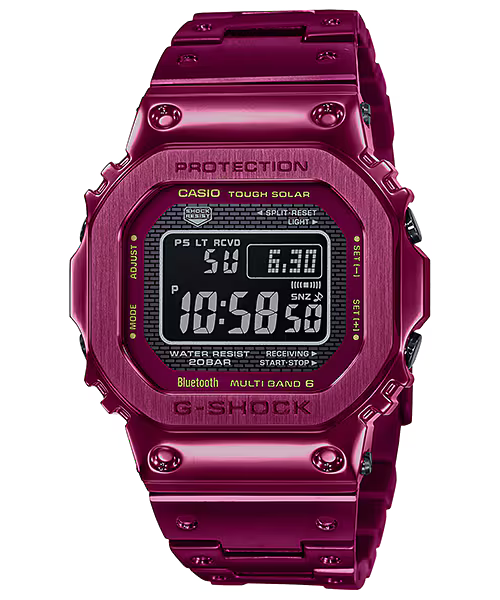 Pre-owned Casio G-shock Full Metal Red Stainless Steel Watch Gmwb5000rd-4