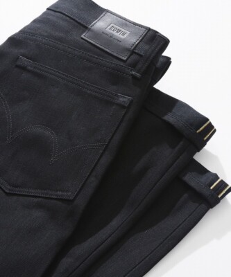 EDWIN SLIM TAPERED Denim 14.6oz Rainbow Selvedge Black Non-wash Raw denim L32