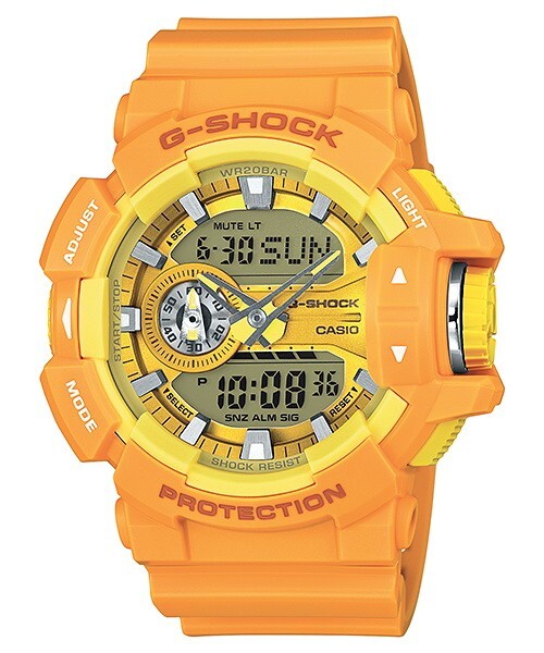 Pre-owned Casio G-shock Mono Yellow Color Analog Digital Resin Men's Watch Ga-400a-9a