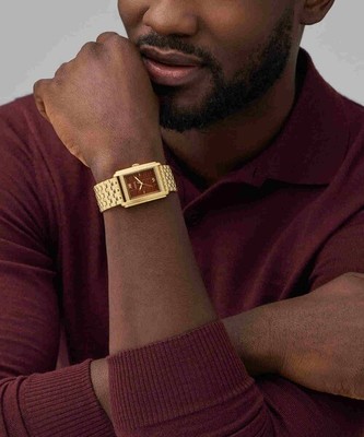 Pre-owned Fossil Watch Willy Wonka Le1190set Men's Gold Three-hand Gold-tone With Box