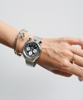 Pre-owned Citizen × Jam Home Made Jcz003 Bullhead Black Dial Tsuno Chrono Watch Panda 2