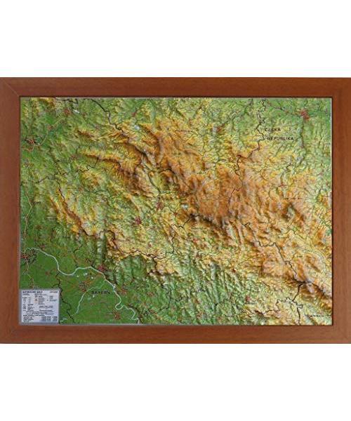 Relief Bayerischer Wald Klein 1:275.000 Holzrahmen: Tiefgezogenes Kunststoffreli