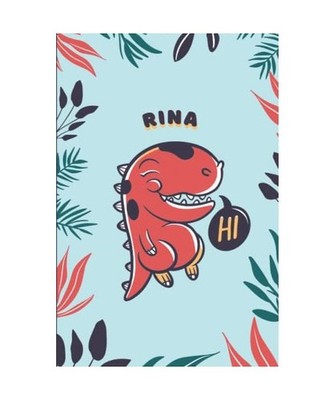 Rina: Cute Trex Dinosaur Notebook, Personalized Gift For Rina, 100 Pages with Ti