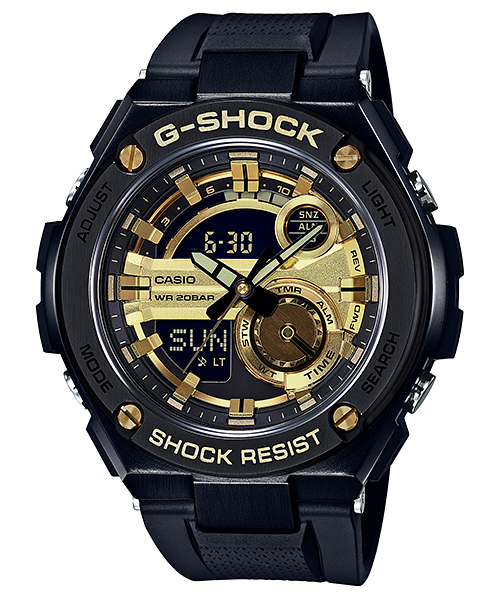 CASIO CASIO MEN'S SUPER ILLUMINATOR LAYER GUARD STRUCTURE BLACK RESIN GST-210B-1A9