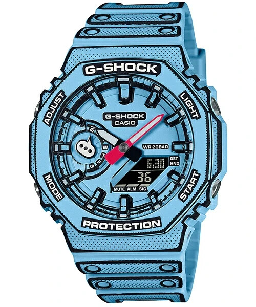 Pre-owned Casio G-shock Manga Theme Ga-2100mng-2ajr Men's Watch Octagon Blue Japan Limited