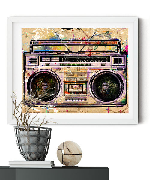 Boombox Wall Art Graffiti Print Boombox Music Wall Art Radio Art Music Room Art