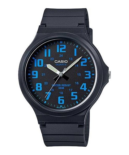 Casio MW-240-2B Unisex Classic Analog Black & Blue Resin Watch