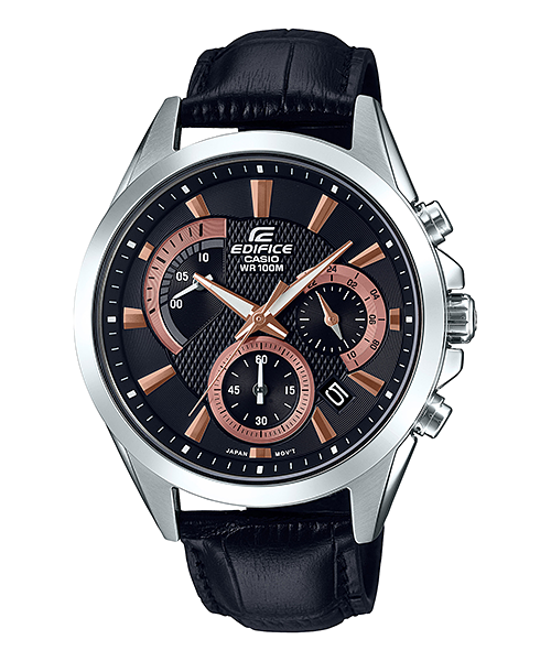 Casio EDIFICE 100-Meter Water Resistance Genuine Black Leath