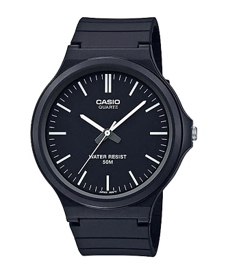 Casio MW240-1EV, аналоговые часы, черный полимерный ремешок, водонепроницаемость до 50 метров