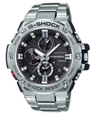 Pre-owned Casio G-shock Gst-b100d-1ajf G-steel Bluetooth Ios Android Solar Men Wrist Watch