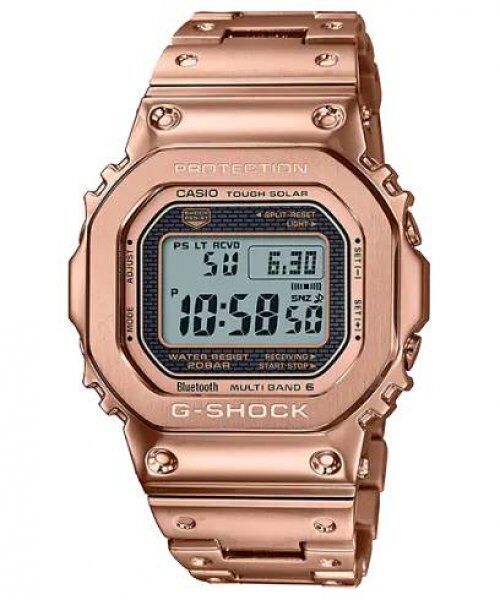 Pre-owned Casio Gmw-b5000gd-4 G-shock Men's Watch Radio Solar Stainless Metal Pink Gold