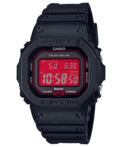 Pre-owned Casio G-shock Black & Red Gw-b5600ar-1 Solar Radio Men's Watch In Box