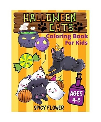 Halloween cute cats coloring book for kids ages 4-8: New easy to color collectio