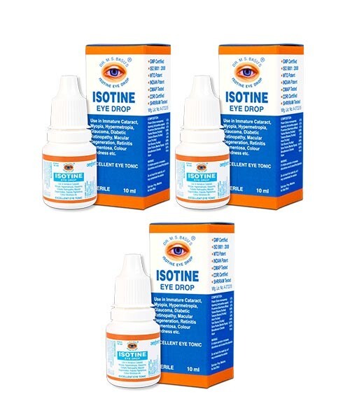 3 X Isotine Eye Drop 10ml Retinopathy,Cataract, Myopia, Hypermetropia,Glaucoma,