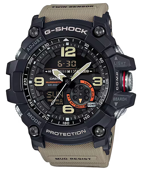 Pre-owned Casio Gg1000-1a5 G-shock Analog-digital Mud Master Army Watch Green