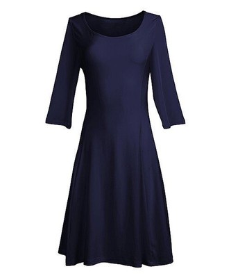 Lily Navy Three-Quarter Sleeve A-Line Dress (2XL)